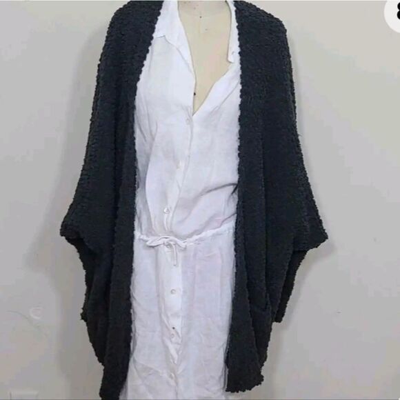 Umgee Women's Open Cardigan Pop Corn Texture Grey  Size L - Picture 1 of 7